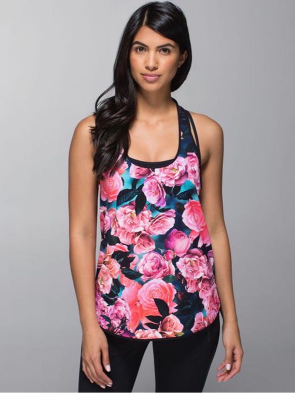 Lululemon Coastal Tank Secret Garden / Black Size 8